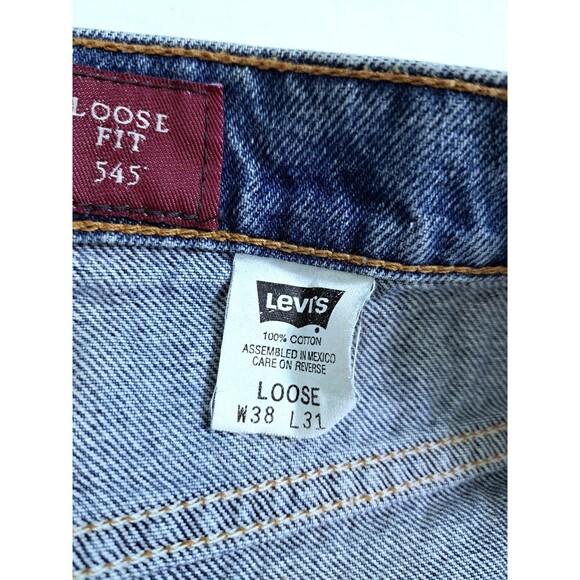 Vintage Levis 545 Jeans Mens 38x31 Blue Denim Pants Loose Fit Brown Tag - Picture 3 of 9